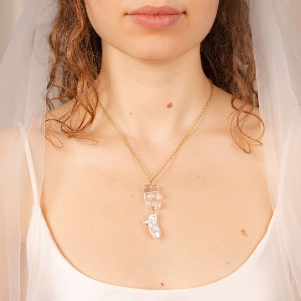Halskette Braut Perle Bergkristall